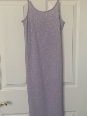 Topshop Lavender Metallic Slip Maxi Dress
